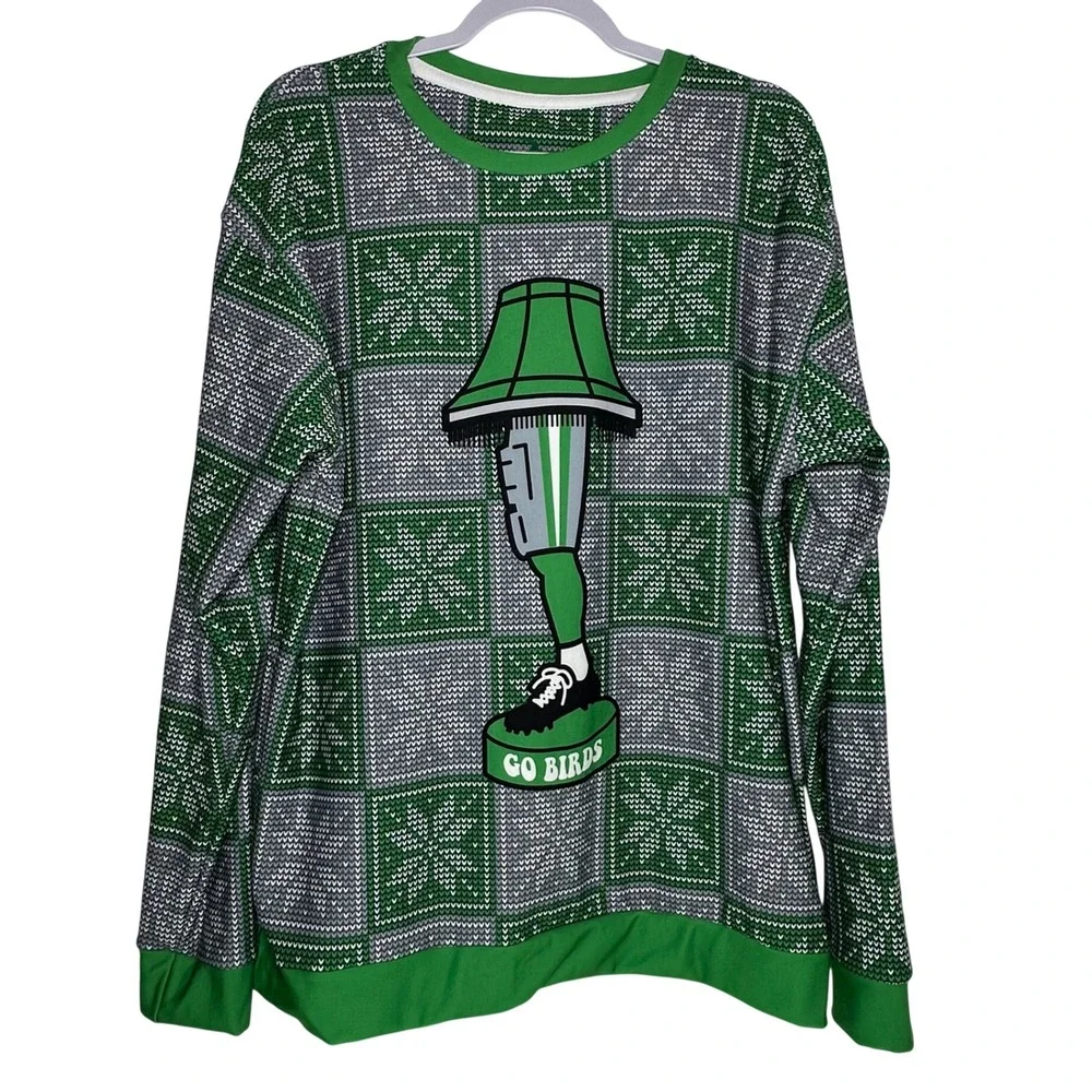 Go Birds Philadelphia Eagles Leg Lamp Christmas‎ Story Parody Top Green Large